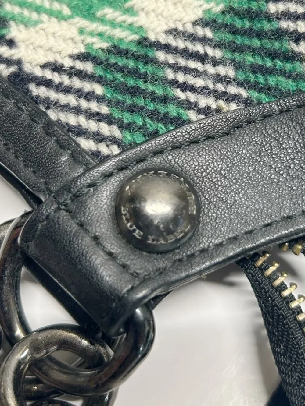 Burberry Black and Green Plaid Shoulder Bag with Chain Strap
